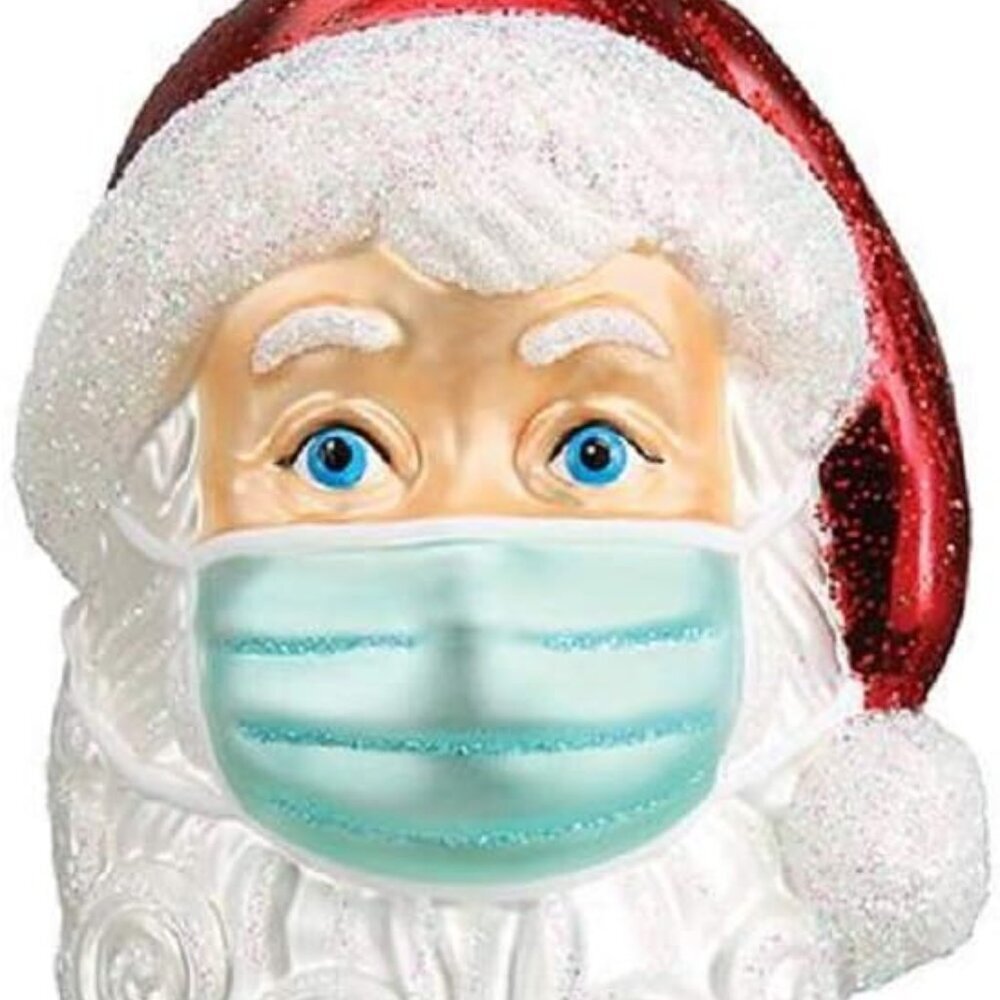 Ornaments Santa with Face Mask Glass Blown Ornaments for Christmas Tree